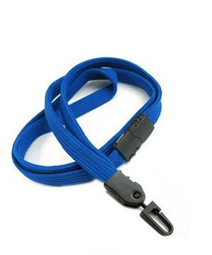 3/8 inch Blue breakaway lanyard with a plastic rotating j hook-blank-LNB323BBLU