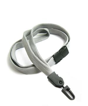 3/8 inch Gray breakaway lanyard with a plastic rotating j hook-blank-LNB323BGRY