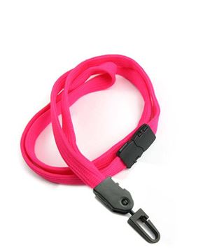 3/8 inch Hot pink breakaway lanyard with a plastic rotating j hook-blank-LNB323BHPK