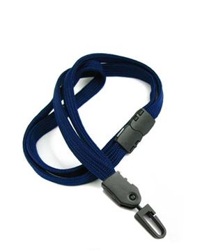 3/8 inch Navy blue breakaway lanyard with a plastic rotating j hook-blank-LNB323BNBL