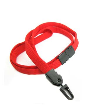 3/8 inch Red breakaway lanyard with a plastic rotating j hook-blank-LNB323BRED