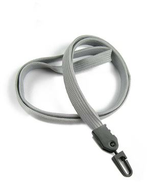 3/8 inch Gray plain lanyard with a plastic ID hook-blank-LNB323NGRY