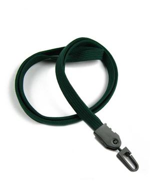 3/8 inch Hunter green plain lanyard with a plastic ID hook-blank-LNB323NHGN