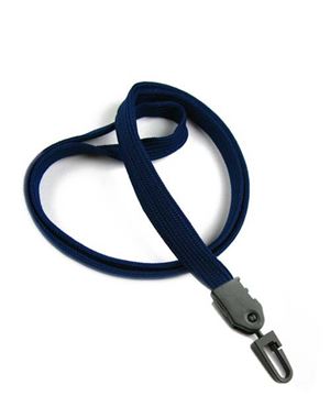 3/8 inch Navy blue plain lanyard with a plastic ID hook-blank-LNB323NNBL