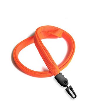 3/8 inch Neon orange plain lanyard with a plastic ID hook-blank-LNB323NNOG