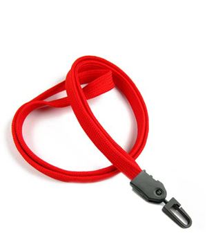 3/8 inch Red plain lanyard with a plastic ID hook-blank-LNB323NRED