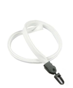 3/8 inch White blank lanyard with a plastic ID hook-blank-LNB323NWHT