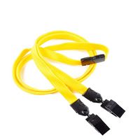 3/8 inch Dandelion double clip lanyards attached breakaway and plastic clip on both ended-blank-LNB324BDDL