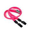 3/8 inch Hot pink double clip lanyards attached breakaway and plastic clip on both ended-blank-LNB324BHPK