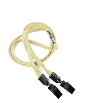 3/8 inch Light gold double clip lanyards attached breakaway and plastic clip on both ended-blank-LNB324BLGD