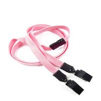 3/8 inch Pink double clip lanyards attached breakaway and plastic clip on both ended-blank-LNB324BPNK