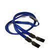 3/8 inch Royal blue double clip lanyards attached breakaway and plastic clip on both ended-blank-LNB324BRBL