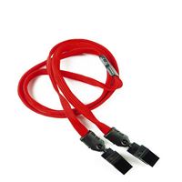 3/8 inch Red double clip lanyards attached breakaway and plastic clip on both ended-blank-LNB324BRED