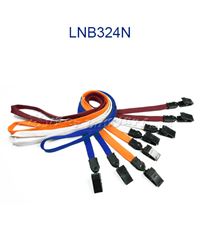 3/8 inch Double clip lanyard with 2 plastic rotating clip-blank-LNB324N