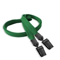 3/8 inch Green double clip lanyard attached plastic clip on strap each end-blank-LNB324NGRN