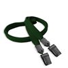 3/8 inch Hunter green double clip lanyard attached plastic clip on strap each end-blank-LNB324NHGN