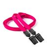 3/8 inch Hot pink double clip lanyard attached plastic clip on strap each end-blank-LNB324NHPK