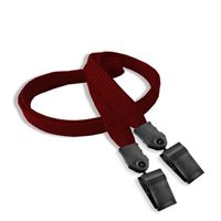 3/8 inch Maroon double clip lanyard attached plastic clip on strap each end-blank-LNB324NMRN