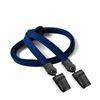 3/8 inch Navy blue double clip lanyard attached plastic clip on strap each end-blank-LNB324NNBL