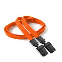 3/8 inch Orange double clip lanyard attached plastic clip on strap each end-blank-LNB324NORG