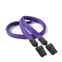 3/8 inch Purple double clip lanyard attached plastic clip on strap each end-blank-LNB324NPRP