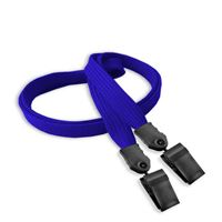 3/8 inch Royal blue double clip lanyard attached plastic clip on strap each end-blank-LNB324NRBL