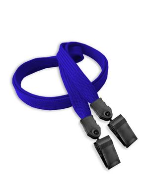 3/8 inch Royalblue double clip lanyard attached plastic clip on strap each end-blank-LNB324NRBL