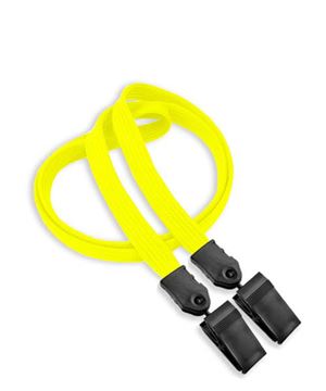 3/8 inch Yellow double clip lanyard attached plastic clip on strap each end-blank-LNB324NYLW