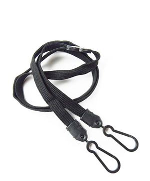 3/8 inch Black doubel hook lanyard with safety breakaway-blank-LNB325BBLK