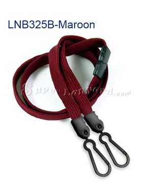 3/8 inch Maroon doubel hook lanyard with safety breakaway-blank-LNB325BMRN