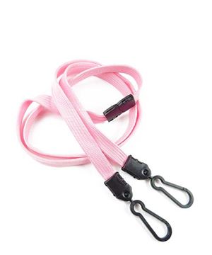 3/8 inch Pink doubel hook lanyard with safety breakaway-blank-LNB325BPNK