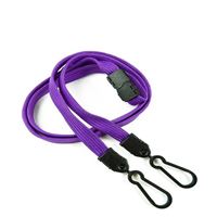 3/8 inch Purple doubel hook lanyard with safety breakaway-blank-LNB325BPRP