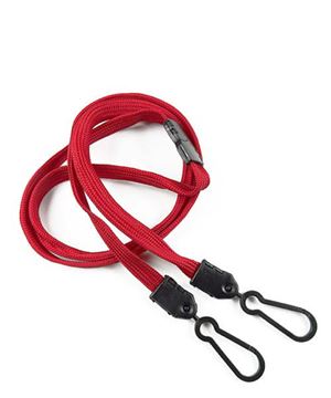 3/8 inch Red doubel hook lanyard with safety breakaway-blank-LNB325BRED
