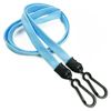 3/8 inch Baby blue doubel hook lanyard with 2 plastic rotating hook-blank-LNB325NBBL
