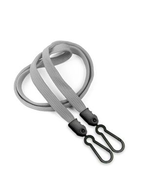 3/8 inch Gray doubel hook lanyard with 2 plastic rotating hook-blank-LNB325NGRY