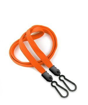 3/8 inch Orange doubel hook lanyard with 2 plastic rotating hook-blank-LNB325NORG