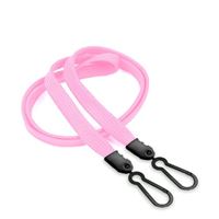 3/8 inch Pink doubel hook lanyard with 2 plastic rotating hook-blank-LNB325NPNK
