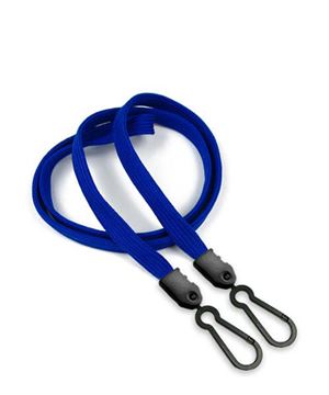 3/8 inch Royal blue doubel hook lanyard with 2 plastic rotating hook-blank-LNB325NRBL