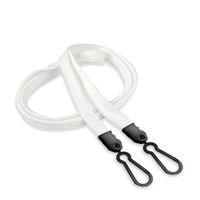 3/8 inch White doubel hook lanyard with 2 plastic rotating hook-blank-LNB325NWHT