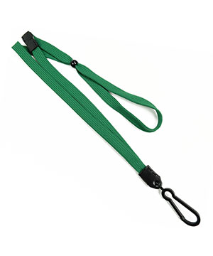 3/8 inch Green adjustable lanyard with adjustable bead and plastic rotating hook-blank-LNB326BGRN