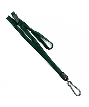 3/8 inch Hunter green adjustable lanyard with adjustable bead and plastic rotating hook-blank-LNB326BHGN