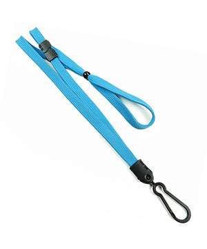 3/8 inch Light blue adjustable lanyard with adjustable bead and plastic rotating hook-blank-LNB326BLBL