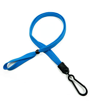 3/8 inch Blue adjustable lanyard with plastic ID hook and adjustable beads-blank-LNB326NBLU