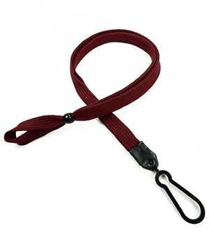 3/8 inch Maroon adjustable lanyard with plastic ID hook and adjustable beads-blank-LNB326NMRN