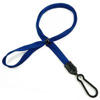 3/8 inch Royalblue plain adjustable lanyard with plastic ID hook and adjustable beads-blank-LNB326NRBL