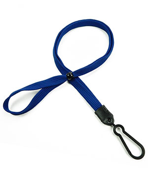 3/8 inch Royalblue plain adjustable lanyard with plastic ID hook and adjustable beads-blank-LNB326NRBL