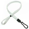 3/8 inch White adjustable lanyard with plastic ID hook and adjustable beads-blank-LNB326NWHT