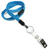 3/8 inch Blue breakaway lanyards attached key ring with ID strap clip-blank-LNB327BBLU