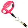3/8 inch Hot pink breakaway lanyards attached key ring with ID strap clip-blank-LNB327BHPK