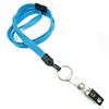 3/8 inch Light blue breakaway lanyards attached key ring with ID strap clip-blank-LNB327BLBL